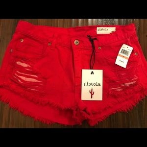 Pistola distressed denim shorts